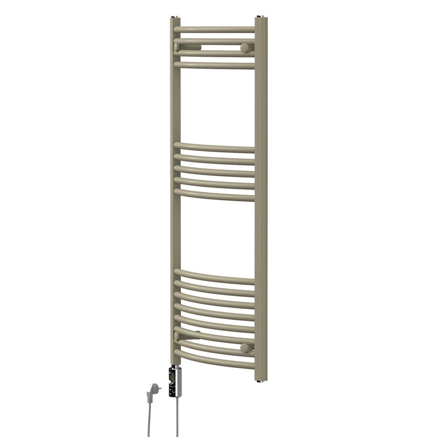 LuxeBath Handtuchheizkörper Elektrisch 600W Beige 500 x 1200 mm Badheizkörper Gebogen mit Seitenanschluss