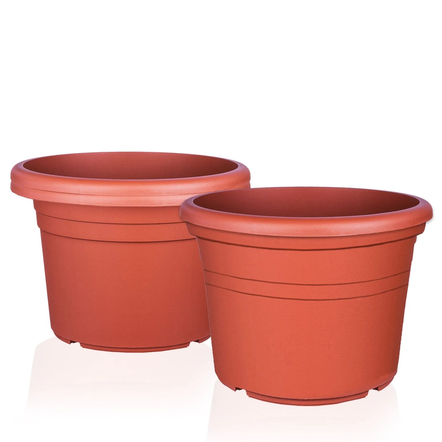 BigDean 3X Blumentopf Ø 25 cm Farbe Terrakotta Kunststoff Pflanztopf Containertopf Übertopf Pflanzkübel rund 25 x 18 cm