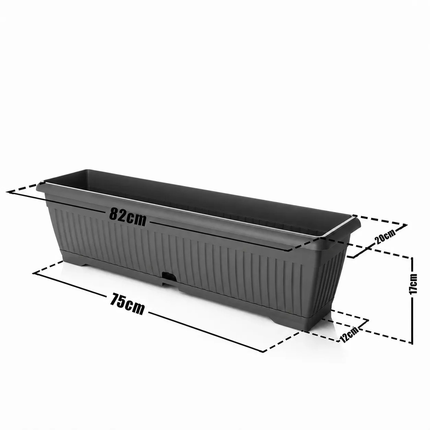 BigDean 3x Blumenkasten 80cm Mit Abnehmbarem Untersetzer Aus Bruchsicherem Kunststoff Balkonkasten Pflanzkasten Mit Wasserspeicher Für Innen Und BigDean 3x Blumenkasten 80 cm mit Untersetzer und Wasserspeicher – bruchsichere Pflanzkästen für innen und außen – Made in Europe