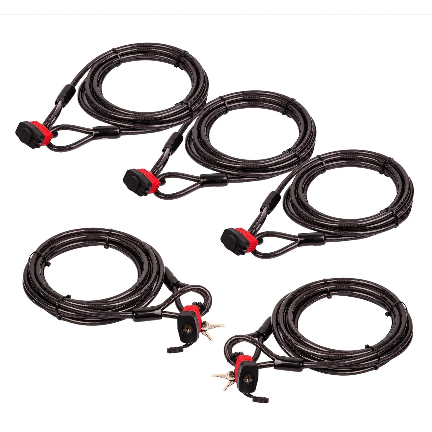 BigDean 5x Kabelschloss Schlaufenkabel 5m Diebstahlsicherung Für Fahrrad Motorrad Zubehör Grill Und Gartenmöbel Ummanteltes Stahlseil 10mm Mit
