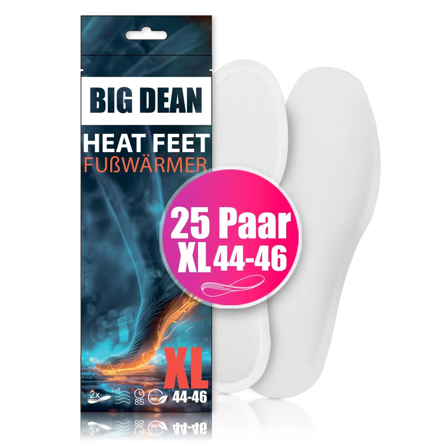 BigDean 25 Paar Fußwärmer Sohlenwärmer für Schuhgröße 44 46 8h Wärme BigDean 25 Paar Fußwärmer – Sohlenwärmer für Schuhgröße 44-46 8h Wärme