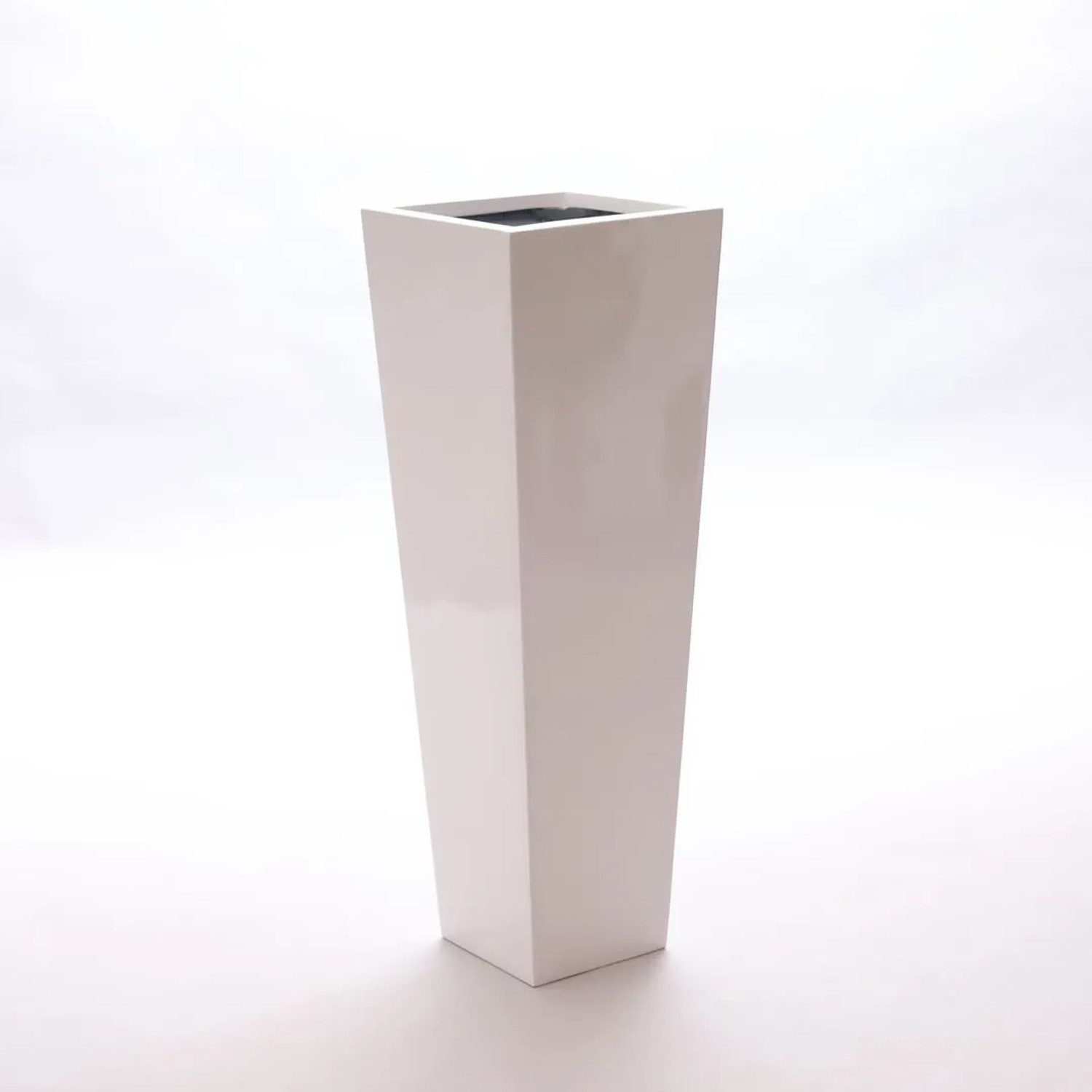 Elegant Einrichten Pflanzkübel Fiberglas Säule konisch 30x30x90cm Hochglanz-Weiß