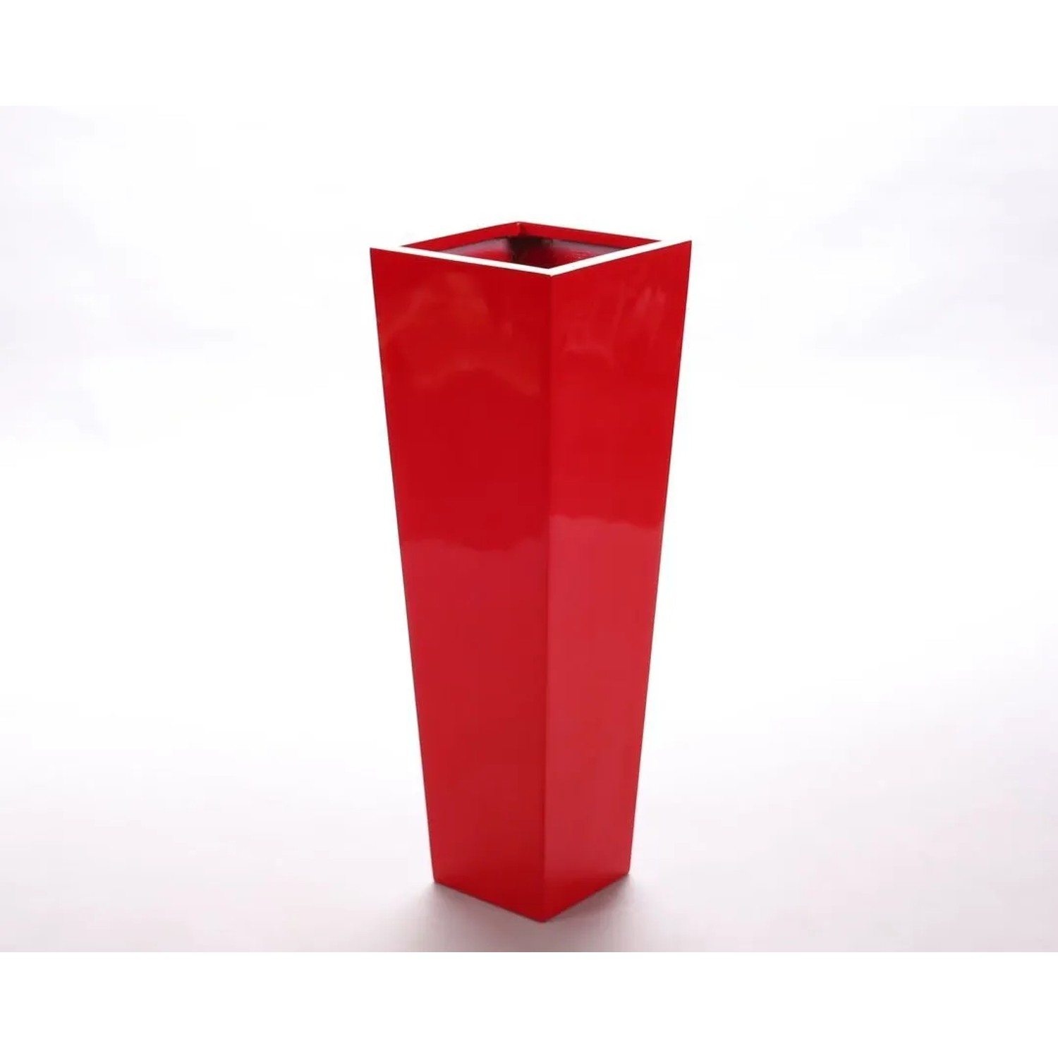 Elegant Einrichten Pflanzkübel Fiberglas Säule konisch 30x30x90cm Hochglanz-Rot