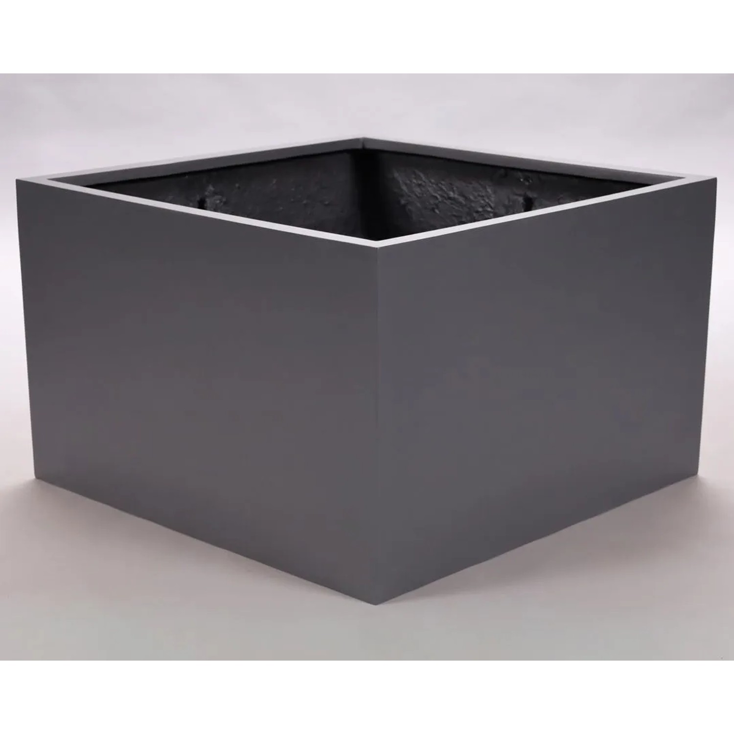 Elegant Einrichten Pflanzkübel Fiberglas Niedrige Quadratisch 80x80x50cm Anthrazit-Metallic