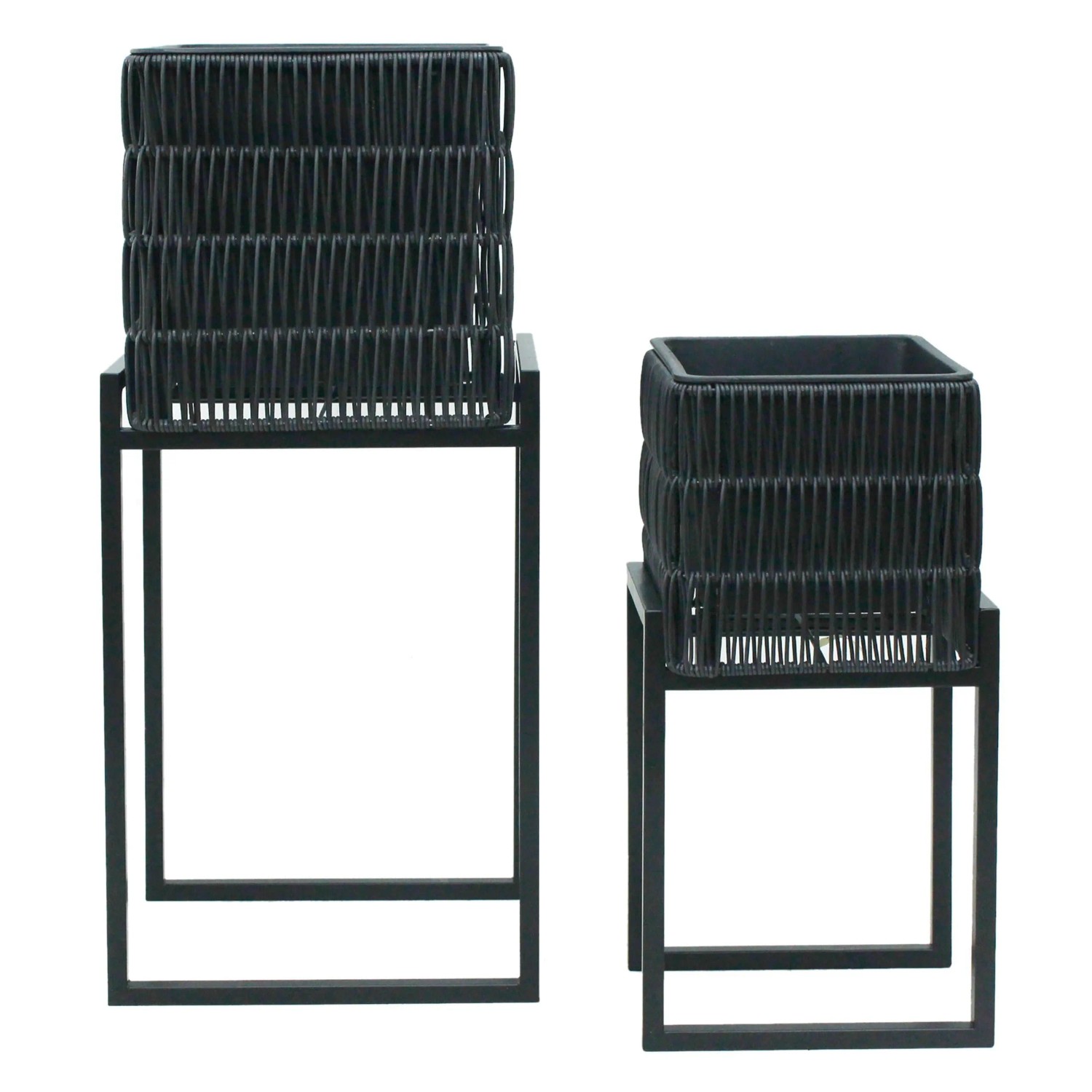 Mömax Übertopf-Set Flora Schwarz, 2er Set