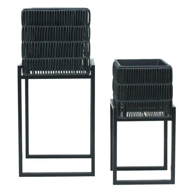 Mömax Übertopf-Set Flora Schwarz, 2er Set