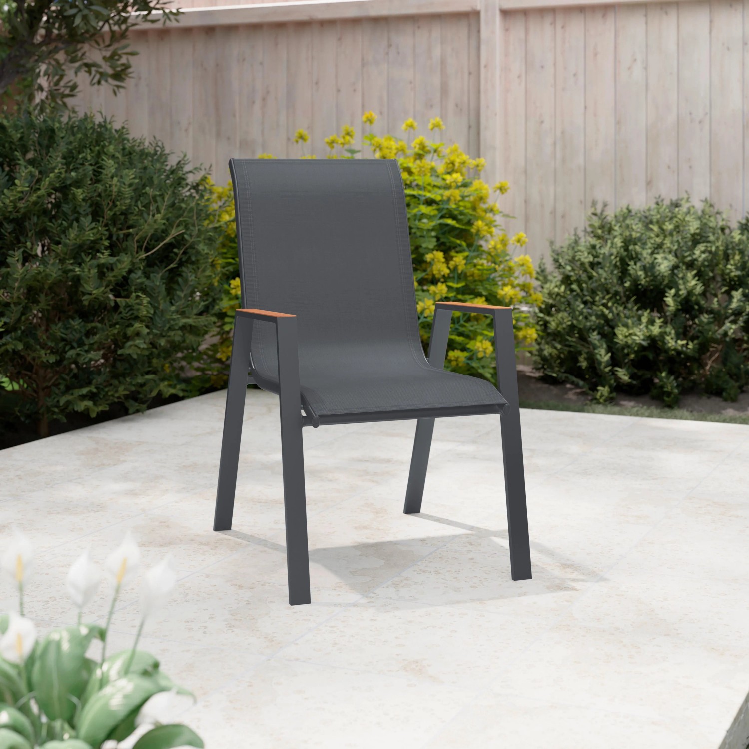 Mömax Gartenstuhl Deni 1 Anthrazit /Naturfarben