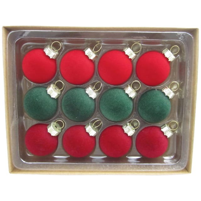 Mömax Christbaumkugel-Set Oscar Rot/Dunkelgrün, 12-teilig