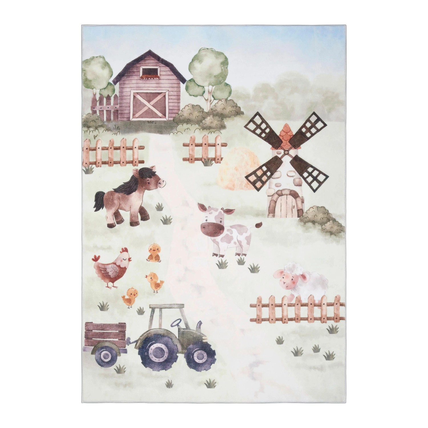 Mömax Kinderteppich Bauernhof in Grau ca. 120x170cm
