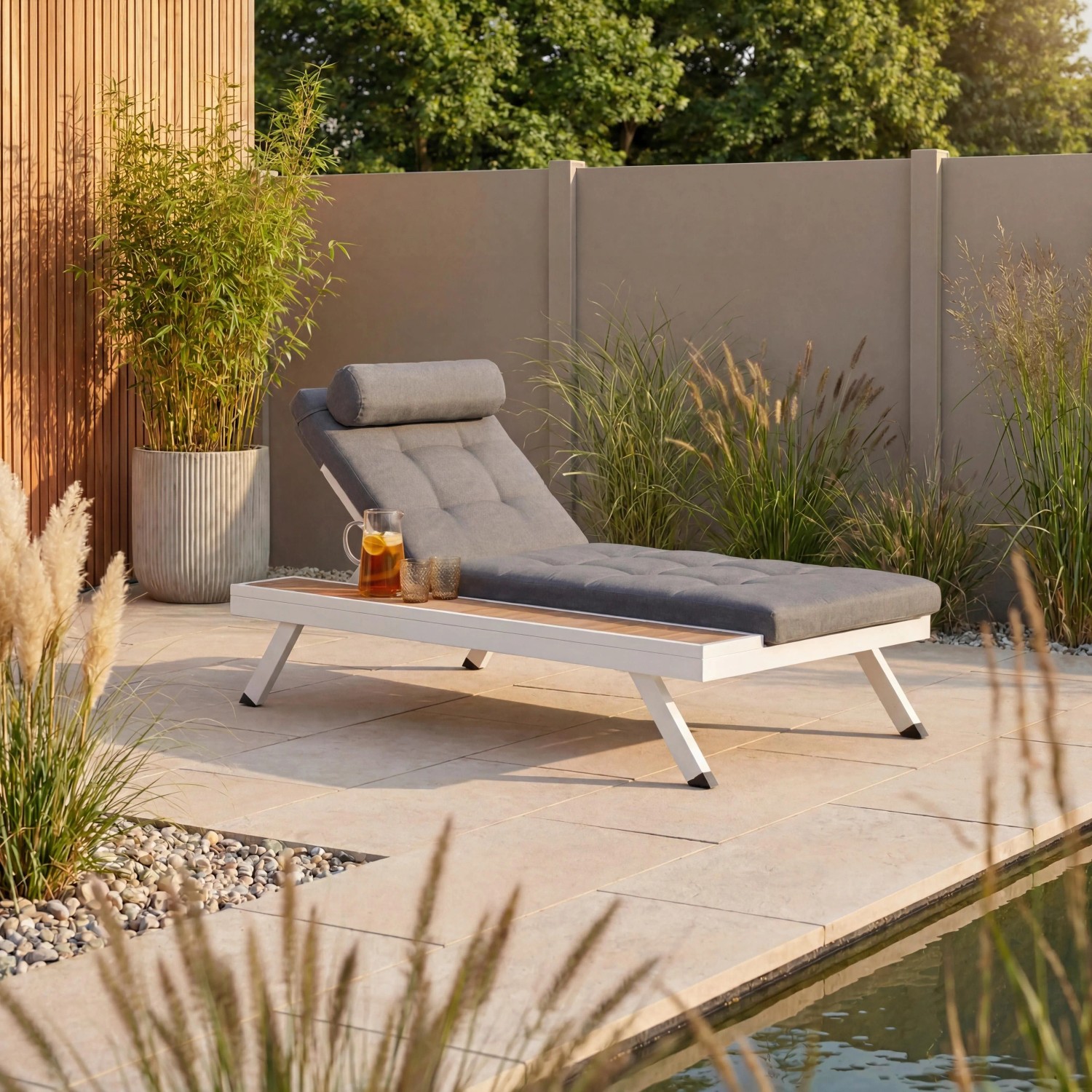 Bessagi Garden Gartenliege Avolina Dunkelgrau Outdoorstoff/Metall
