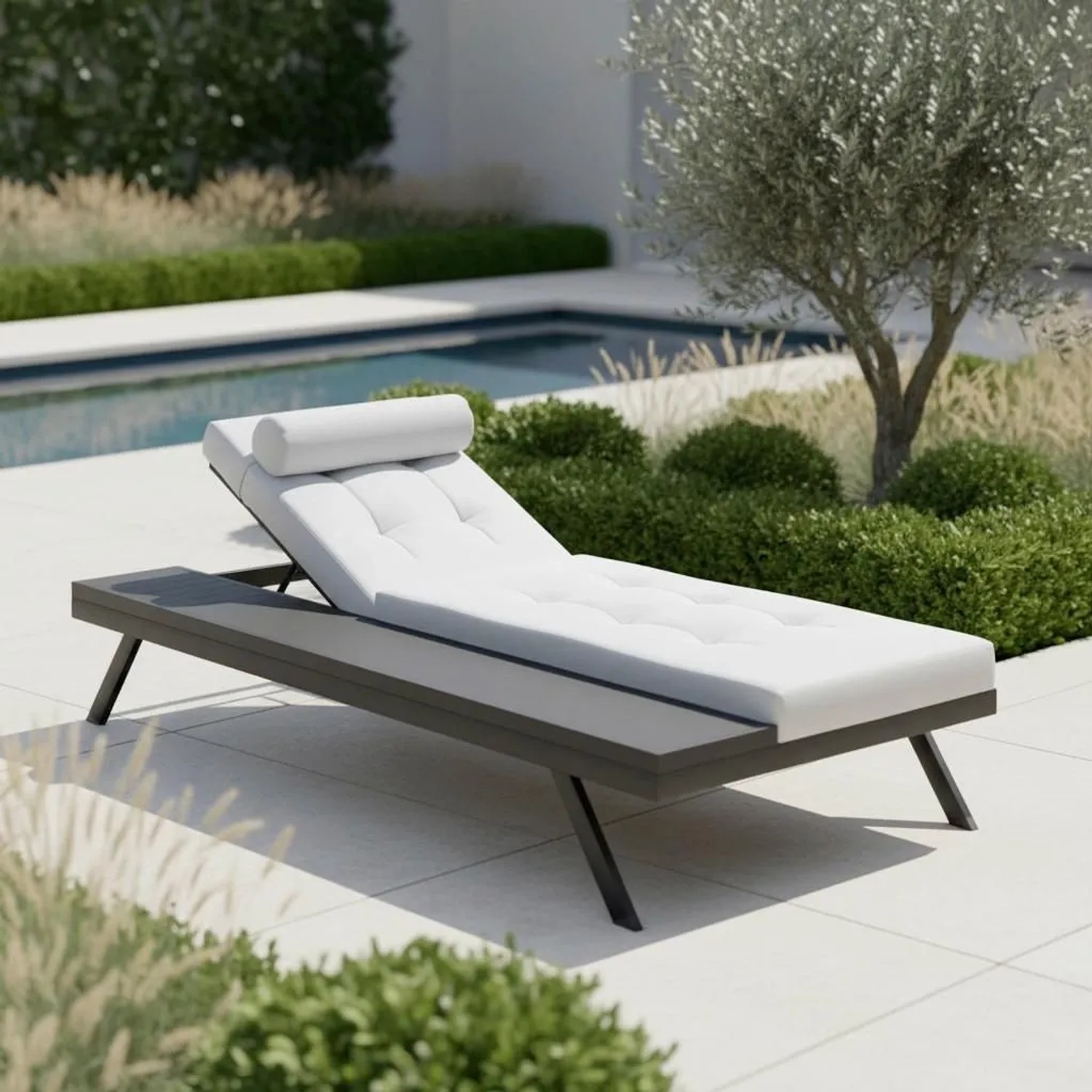 Bessagi Garden Gartenliege Avolina Hellgrau Outdoorstoff/Metall