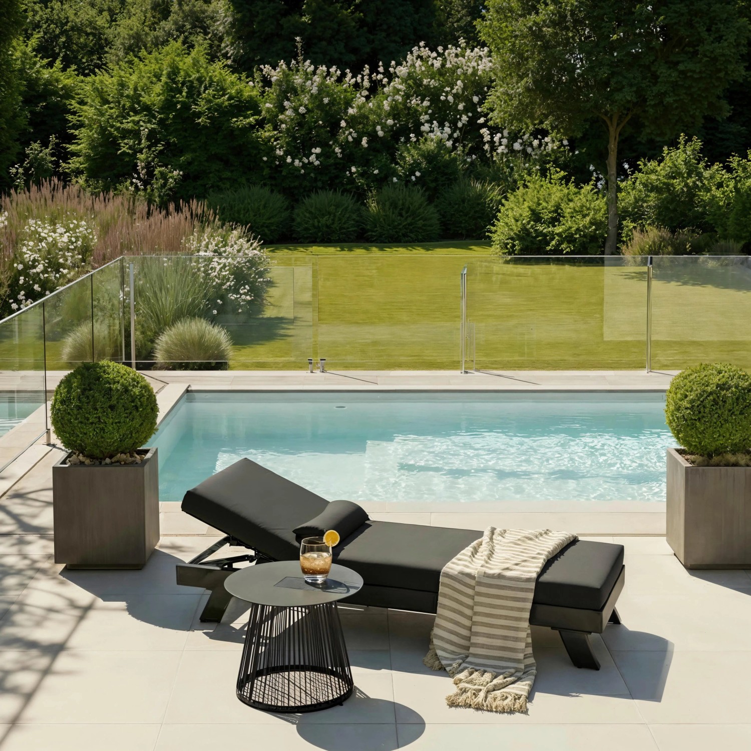Bessagi Garden Gartenliege Susa Dunkelgrau Metall/Outdoorstoff