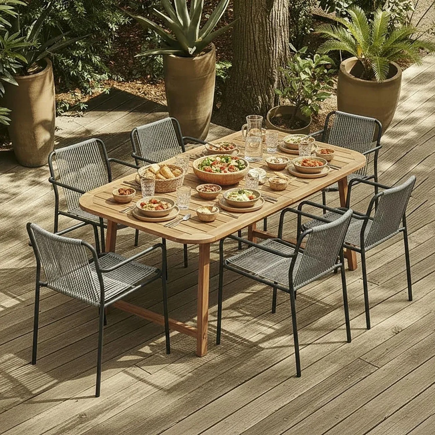Bessagi Garden Gartensessel-Set 2-er Hellgrau aus Textil/Metall