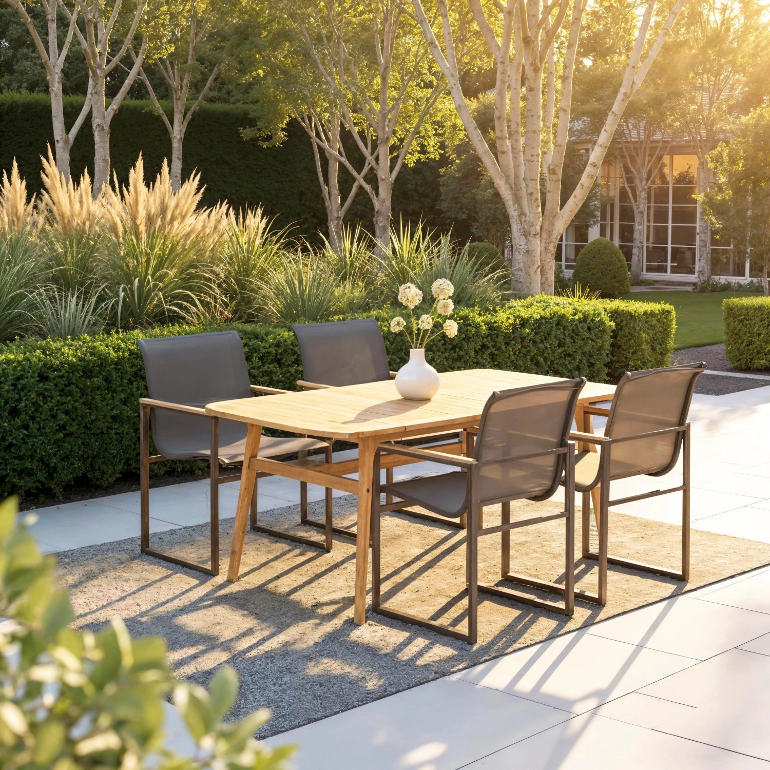 Bessagi Garden Gartensessel-Set Matteo Grau Metall/Texteline