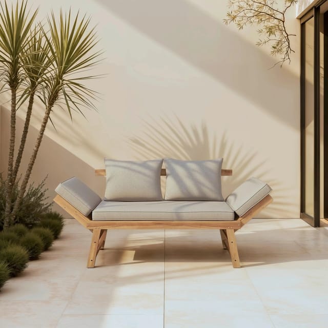 Bessagi Garden Gartenliege Pia Grau Akazie/Outdoorstoff