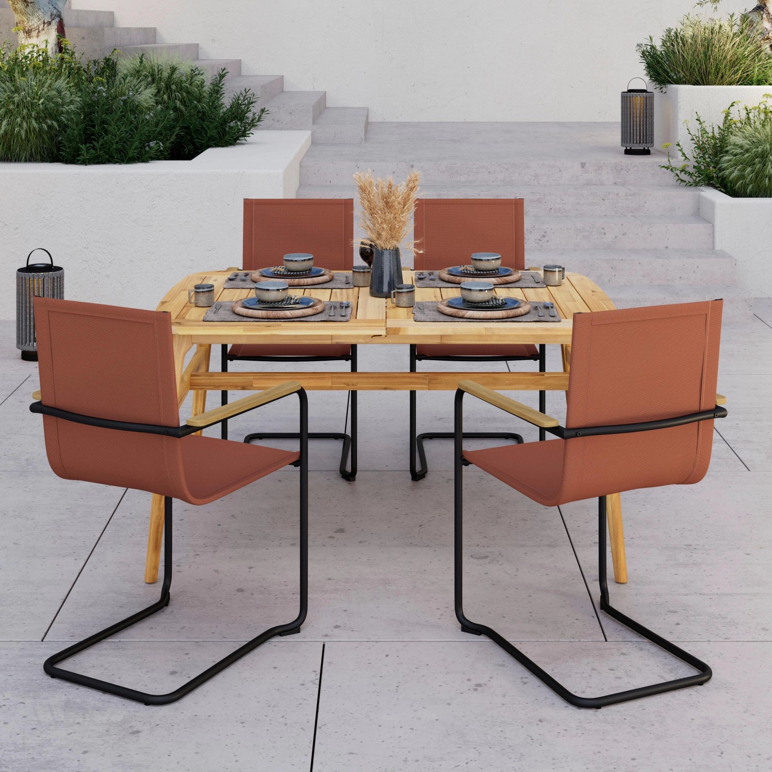 Bessagi Garden Gartensessel-Set 2-er Daisy Cotta aus Textilene/Metall