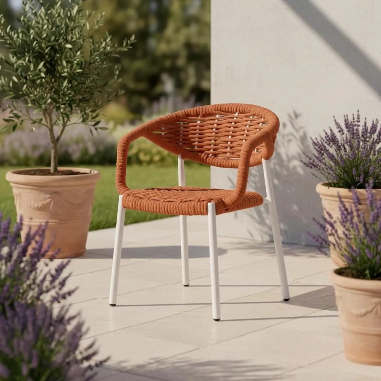 Bessagi Garden Gartensessel Antonia Orange/ Weiß Aluminium/Textil