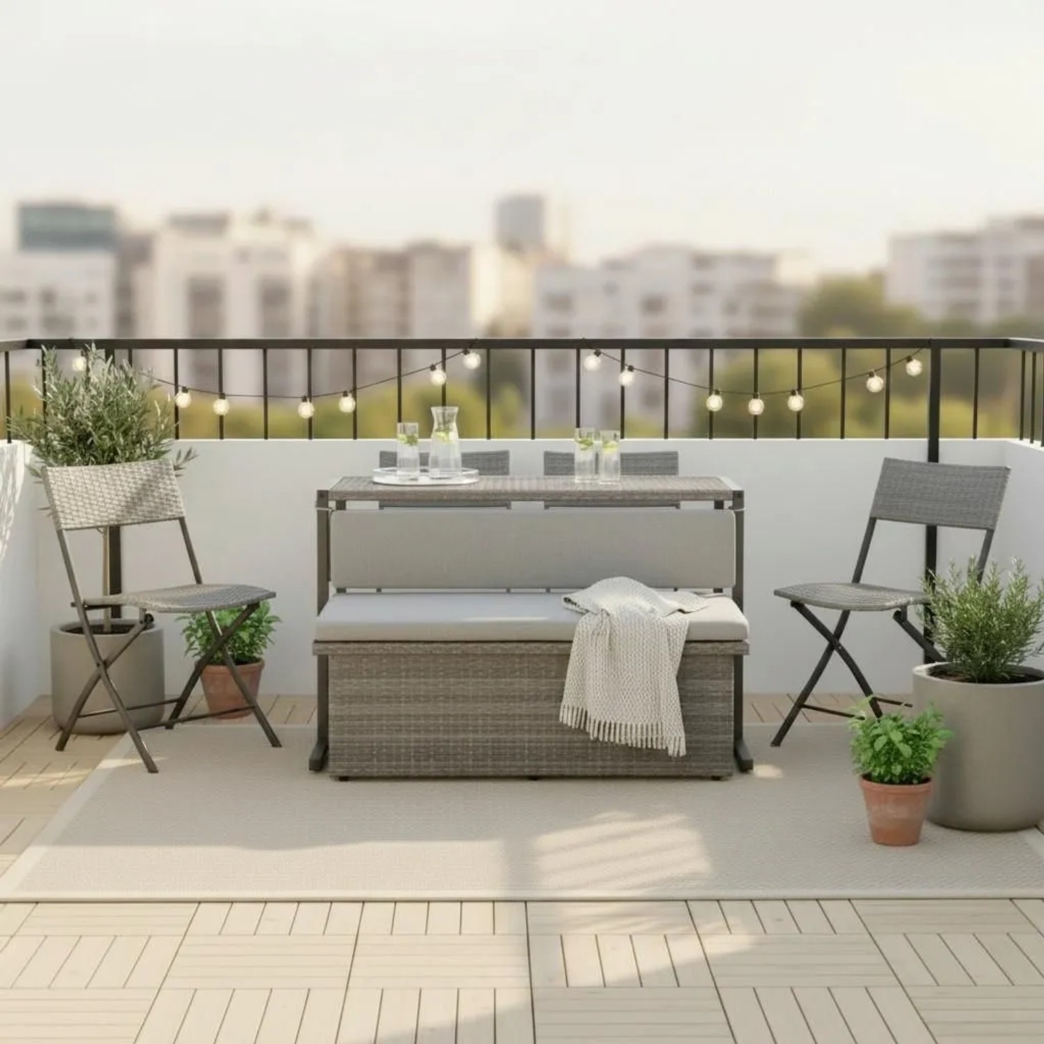 Bessagi Garden Loungeset Mario Graubraun Metall/Kunststoff Modular