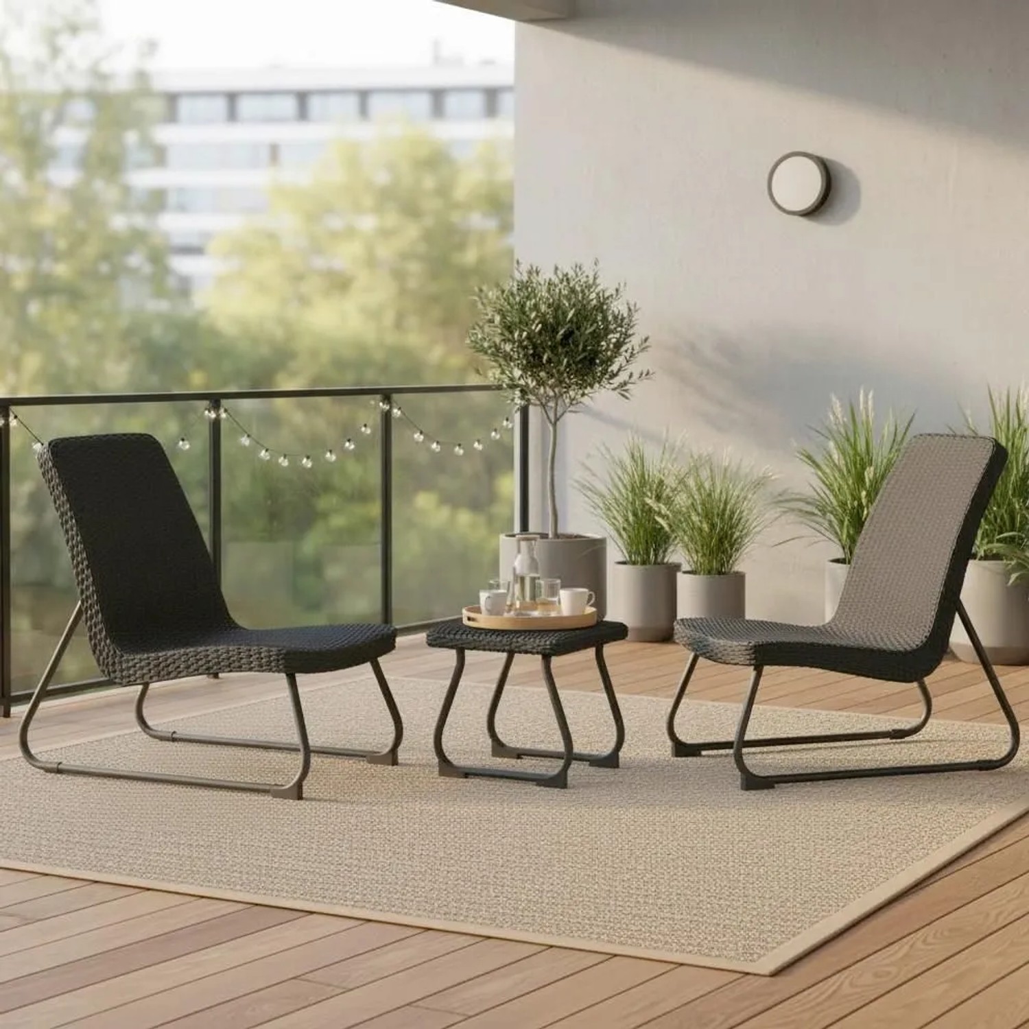 Bessagi Garden Balkonset Augustina Dunkelgrau Metall/Kunststoff