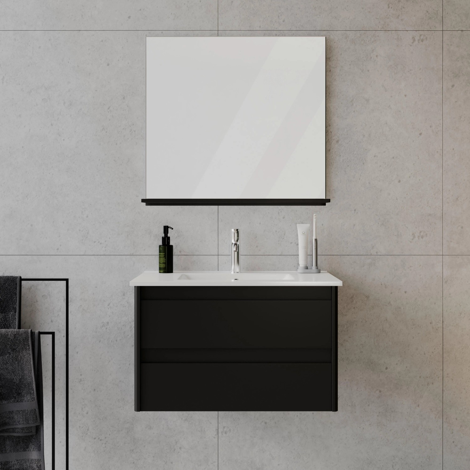 Bessagi Home Badezimmer Lucy Schwarz 3- teilig