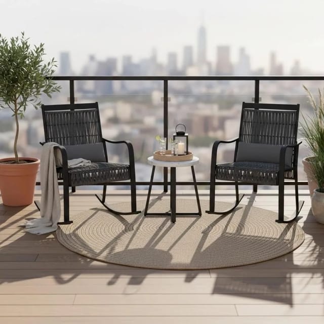 Bessagi Garden Balkonset Mathilda Dunkelgr. Metall/Outdoorstoff +Abdeckung