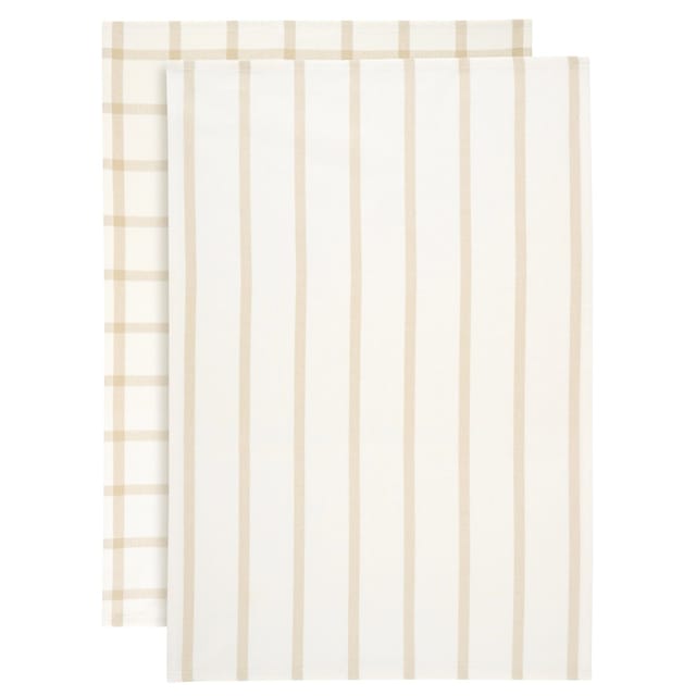 Mömax Geschirrtuch-Set Emma Weiß/Beige, 2-teilig