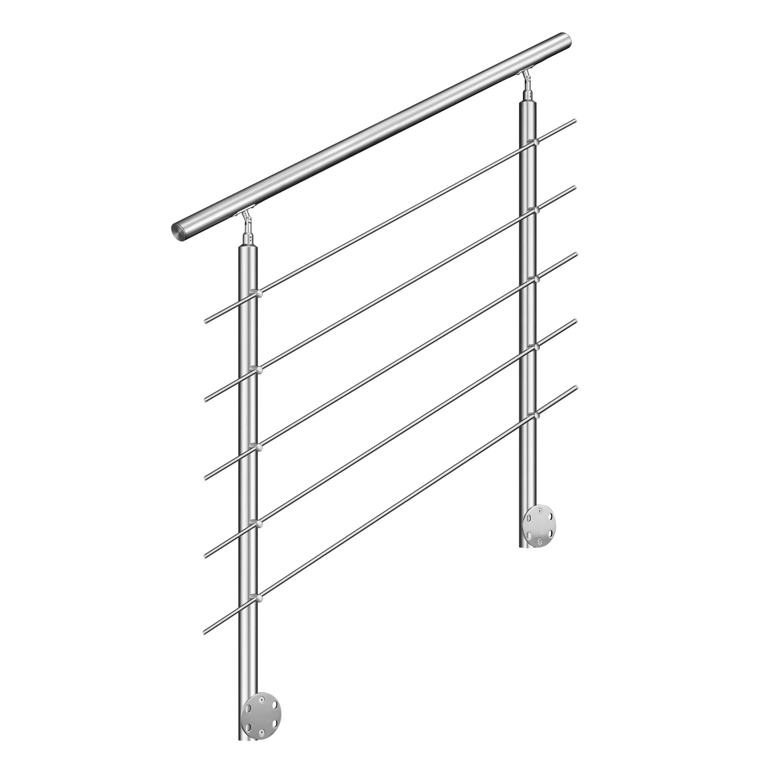 AICA 304 Edelstahl Treppengeländer Set Seitenmontage 120 cm Länge 5 Querstreben