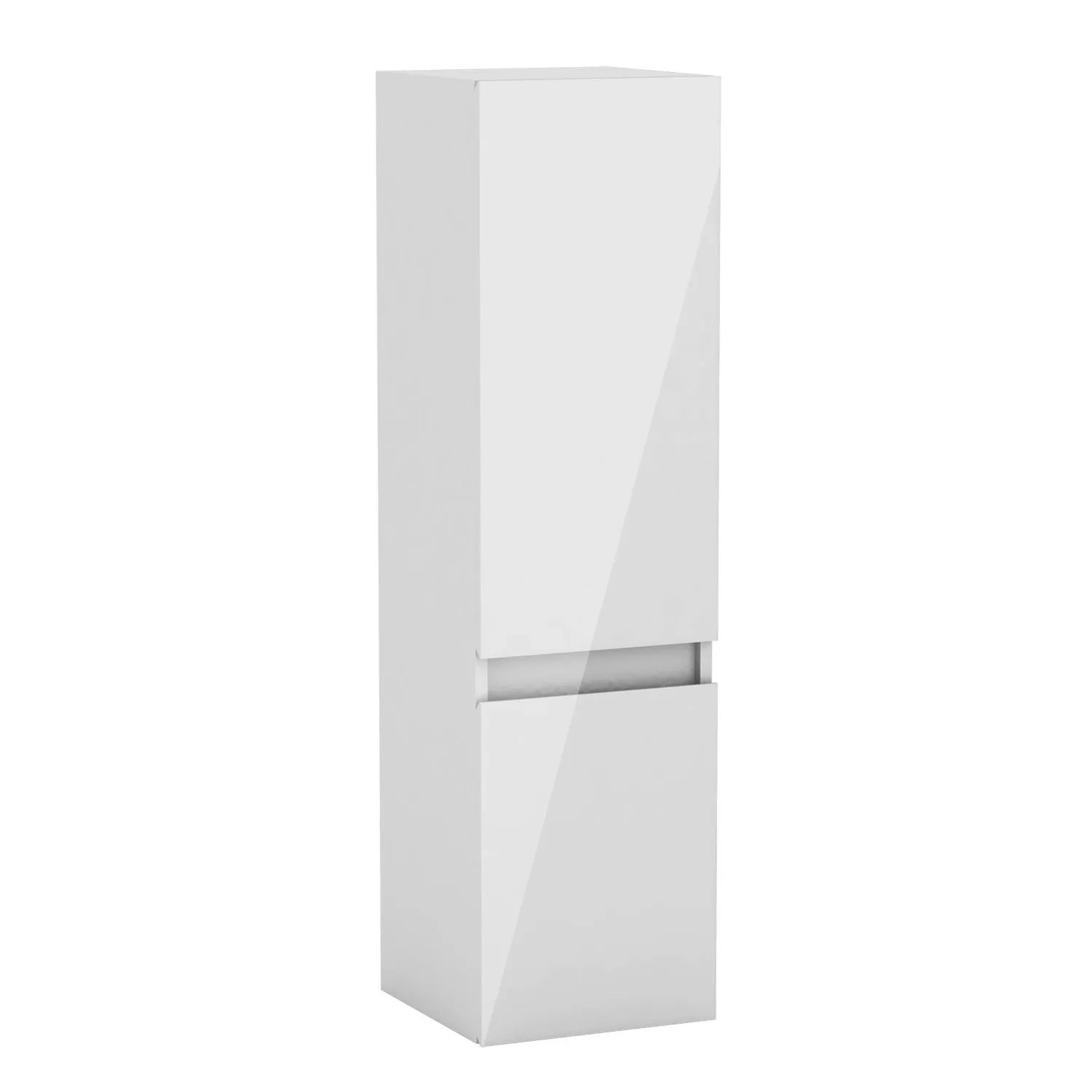 AICA Badezimmerschrank Aalst 110 cm Hochschrank mit 2 Türen Softclose Grifflos Hochglanz Weiß Hängend