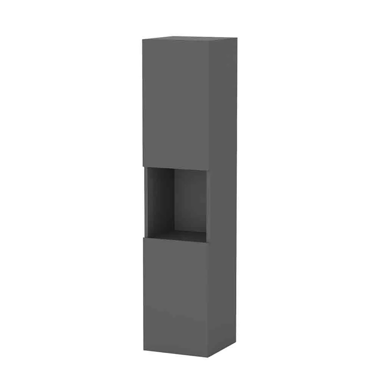 AICA Badezimmerschrank Aalst 130 cm Hochschrank mit 2 Türen Softclose Grifflos Matt Anthrazit Hängend