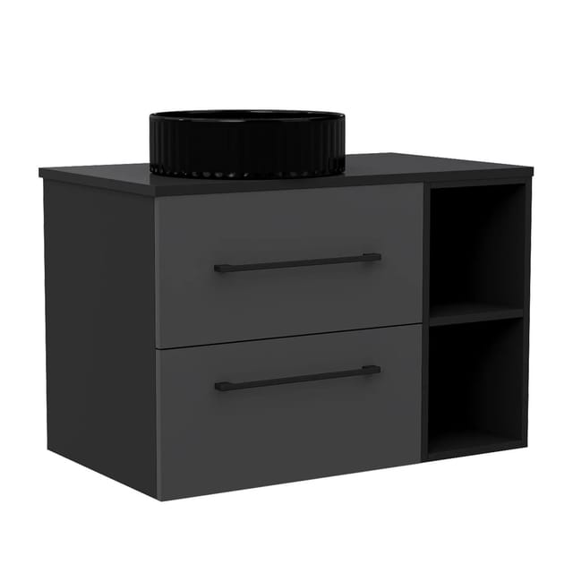 AICA Waschtisch mit Unterschrank 80 cm Kross Badmöbel Set 36 cm Aufsatzbecken Softclose Schubladen mit Staufach