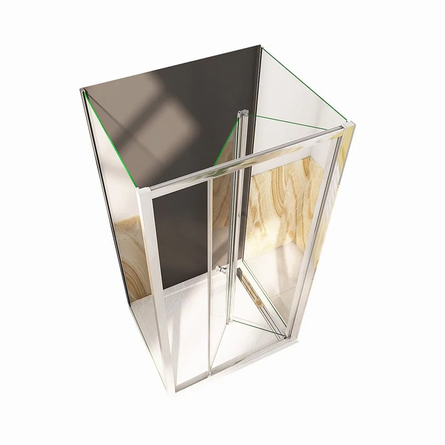 Duschparadies U Duschkabine 100 x 70 x 70 x 185cm Falttür Mit Seitenwand 5mm ESG Glas Duschtür U-Kabine Hochglanz Verchromt