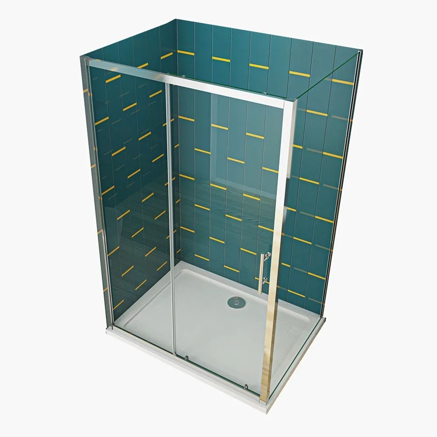 Duschparadies 110 x 90 x 190cm Duschkabine Schiebetür Mit Seitenwand 5mm ESG Sicherheitsklarglas Dusche Verchromt