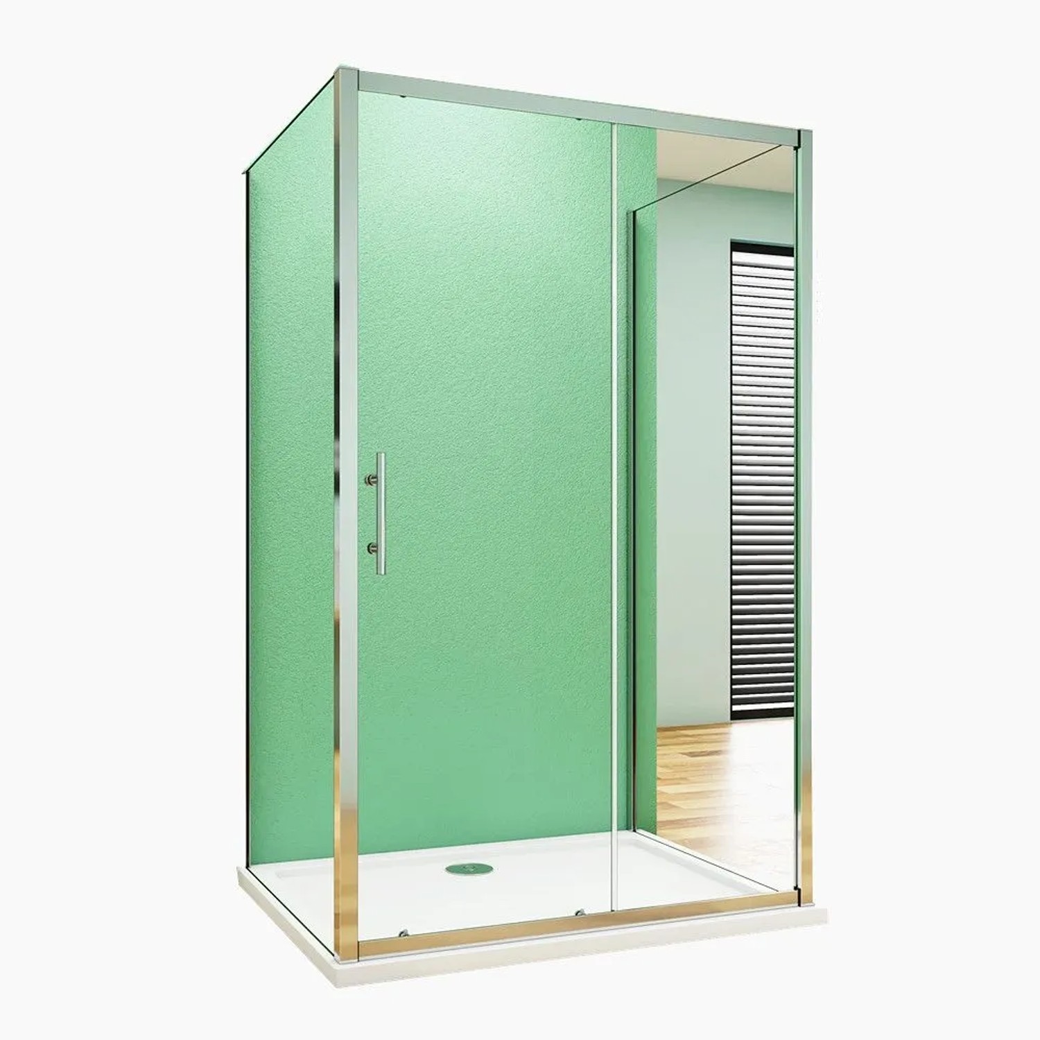 Duschparadies U Duschkabine 140 x 80 x 80 x 190cm U-Kabine Schiebetür Mit Seitenwand 5mm ESG Sicherheitsklarglas Dusche Duschabtrennung Verchromt