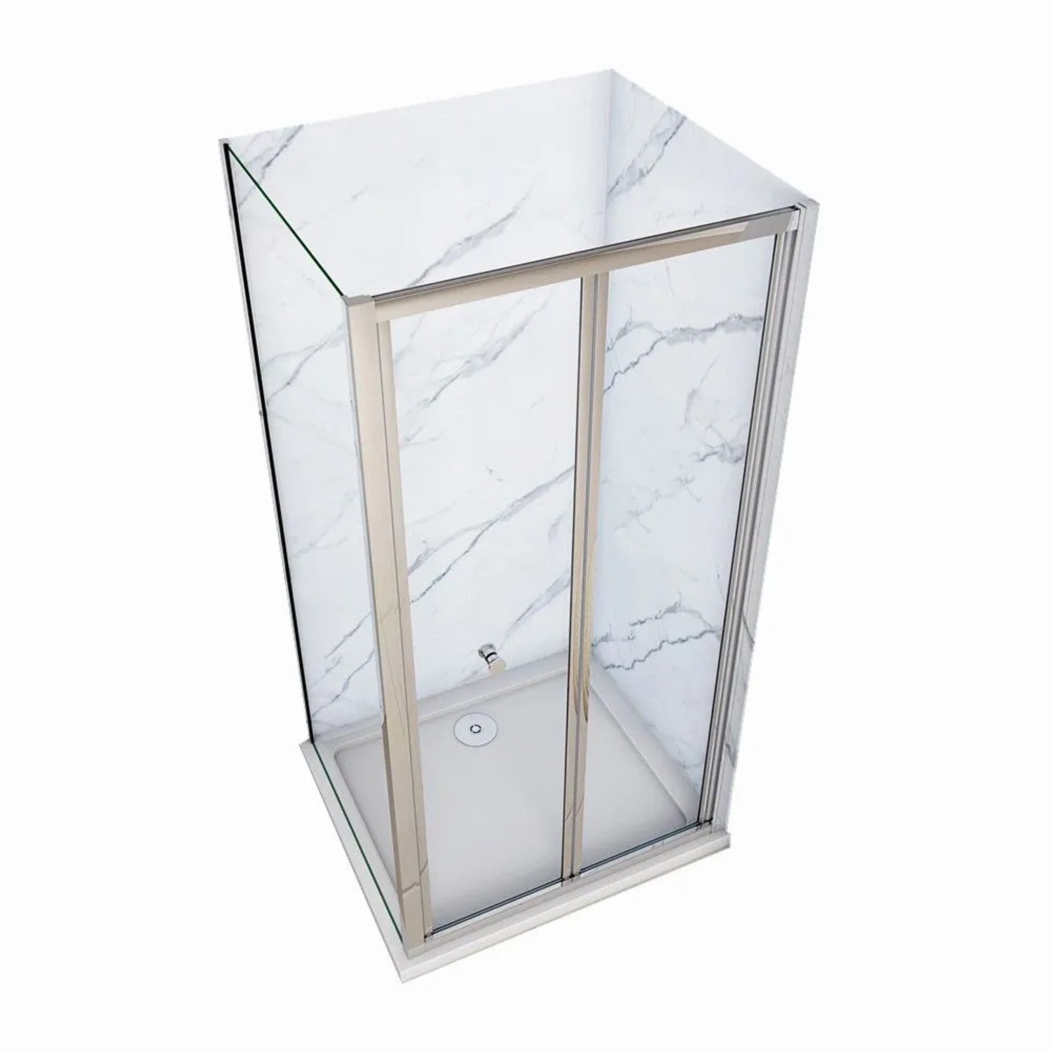 Duschparadies 80 x 70 x 185cm Duschkabine Falttür Mit Seitenwand 5mm ESG Glas Dusche Hochglanz Verchromt