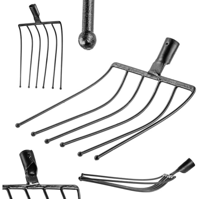 Grabgabel ohne Stiel, Steingabel, Kartoffelforke, Steinforke, Heugabel, 6 Zinken - Kadax