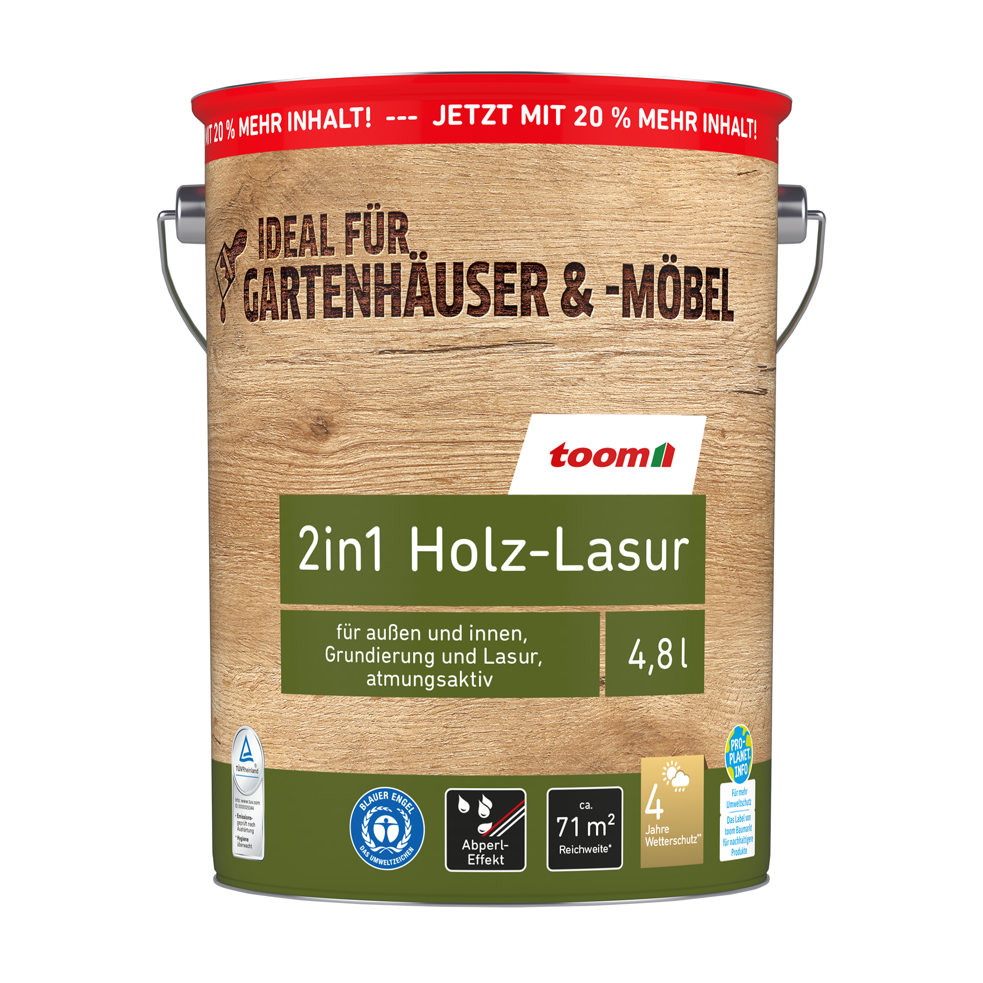 toom 2in1 Holzlasur kieferfarben 4,8 l