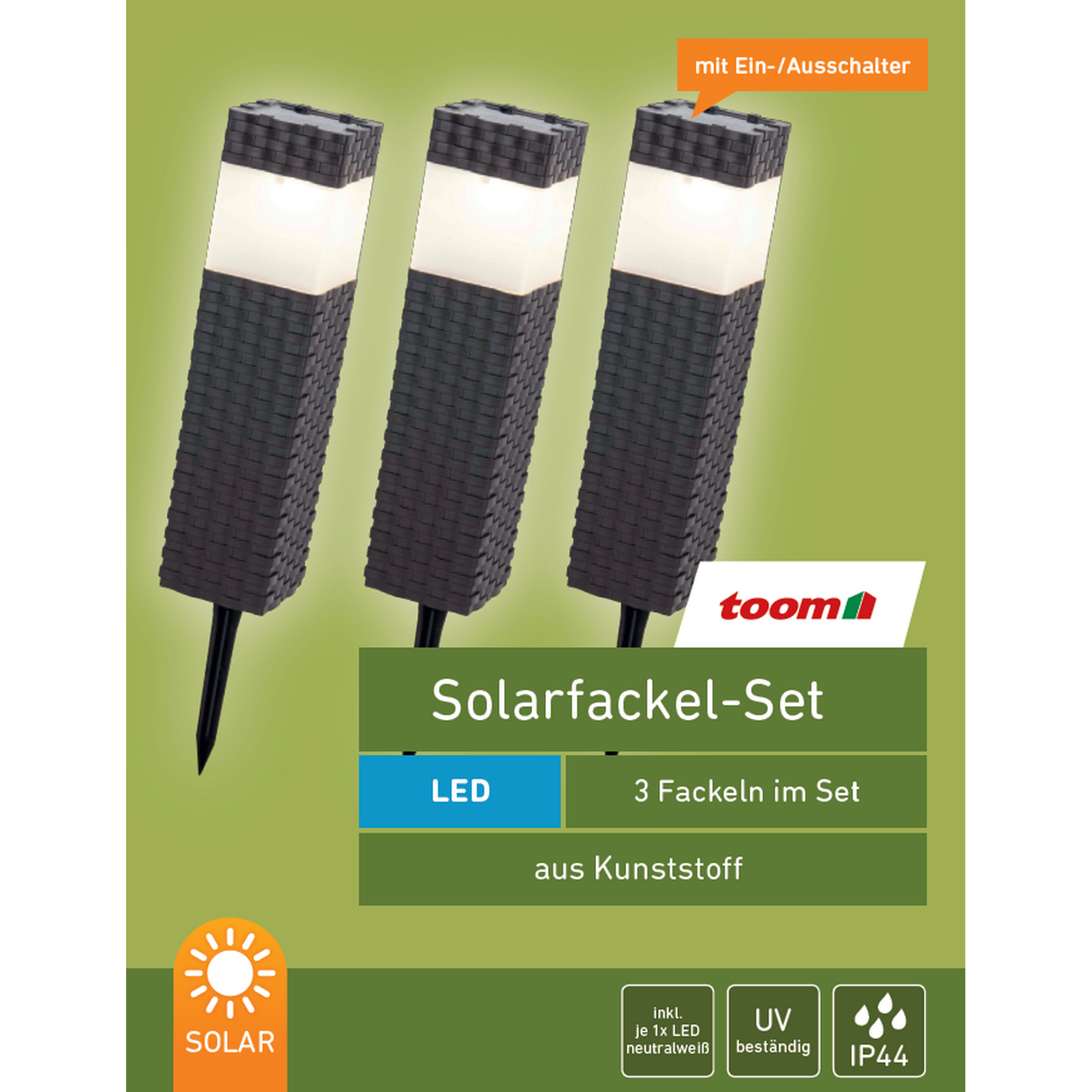 toom Solar-Spießlampenset 5 lm neutralweiß IP 44 7,2 x 38 cm 3 Stück Bild 3
