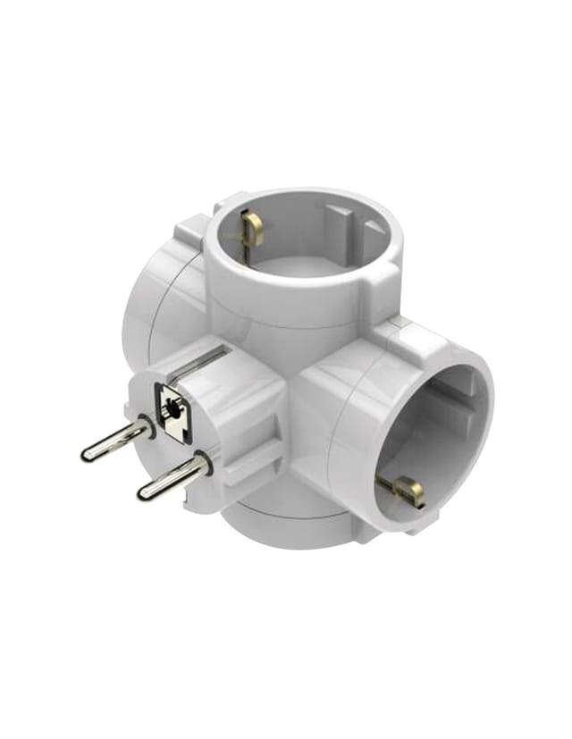 GSC - Adapter mit 4 Steckdosen Weiß 3680W 16A mit Kinderschutz