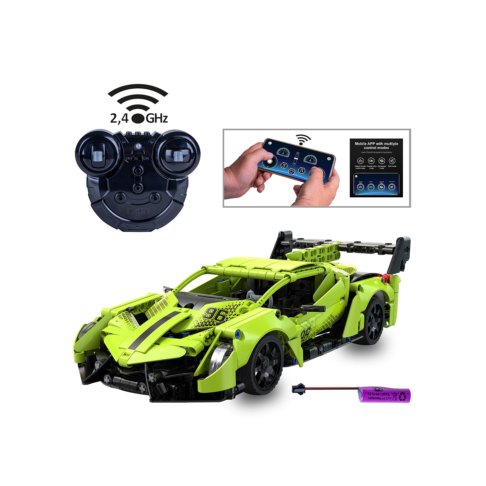 JAMARA-402937 CaDA Phantom Ghost 1:14 grün 2,4GHz Bricks