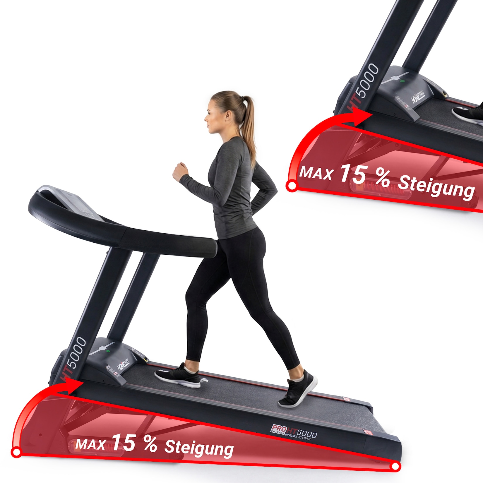 Miweba Sports Laufband Home Track HT5000 Pro, mit Steigung, 2600 Watt, große Lauffläche, 1-18 km/h