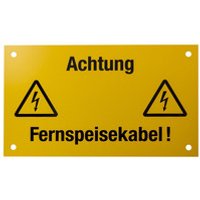 Hinweisschild "Achtung Fernspeisekabel" gelb/schwarz, 200 x 120 mm Bild 2