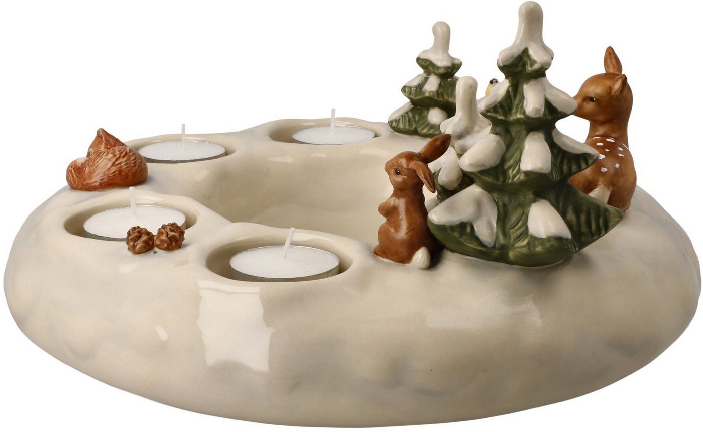 Goebel Adventsleuchter Winterwald, Weihnachtsdeko, Adventskranz, Steingut Bild 2
