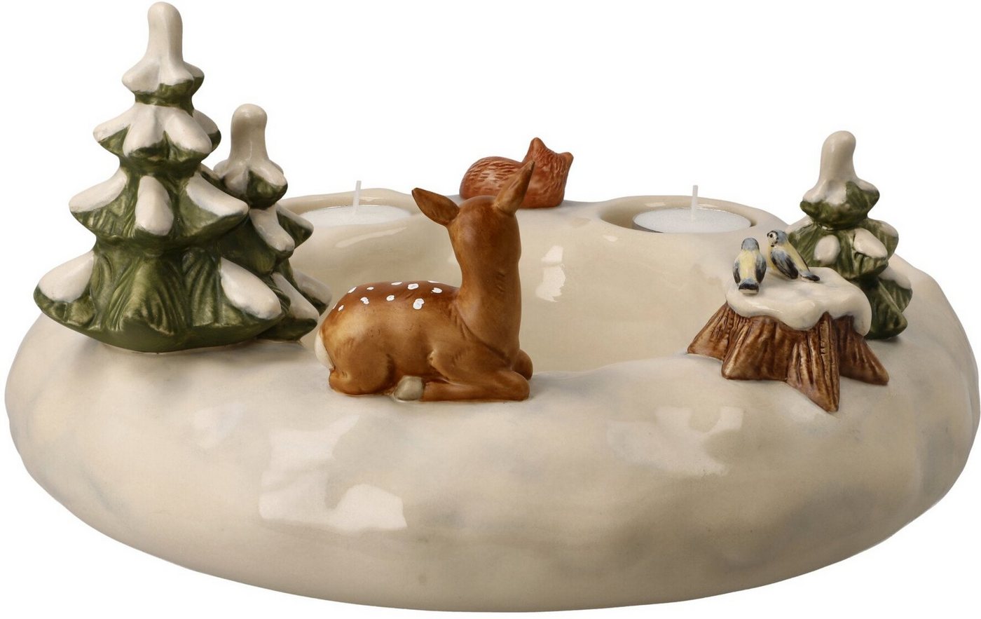 Goebel Adventsleuchter Winterwald, Weihnachtsdeko, Adventskranz, Steingut Bild 3