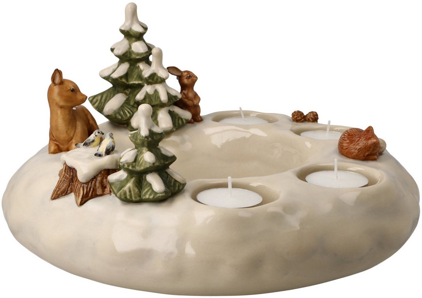 Goebel Adventsleuchter Winterwald, Weihnachtsdeko, Adventskranz, Steingut Bild 4