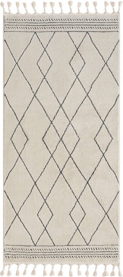 Myflair Möbel & Accessoires Hochflor-Teppich Moroccan Design, LAGERRÄUMUNG, rechteckig, Höhe: 24 mm, modern, marokkanisches Design, Rauten Muster, weich, mit Fransen Bild 3