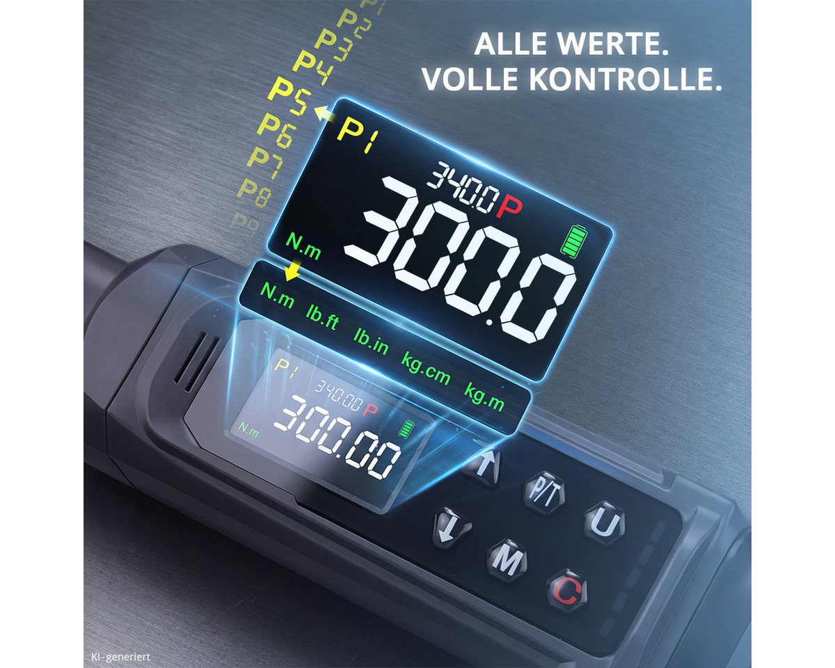 STAHLWERK Drehmomentschlüssel Digitaler Drehmomentschlüssel 1/2Zoll 5-340Nm LED Display Transportbox Bild 5