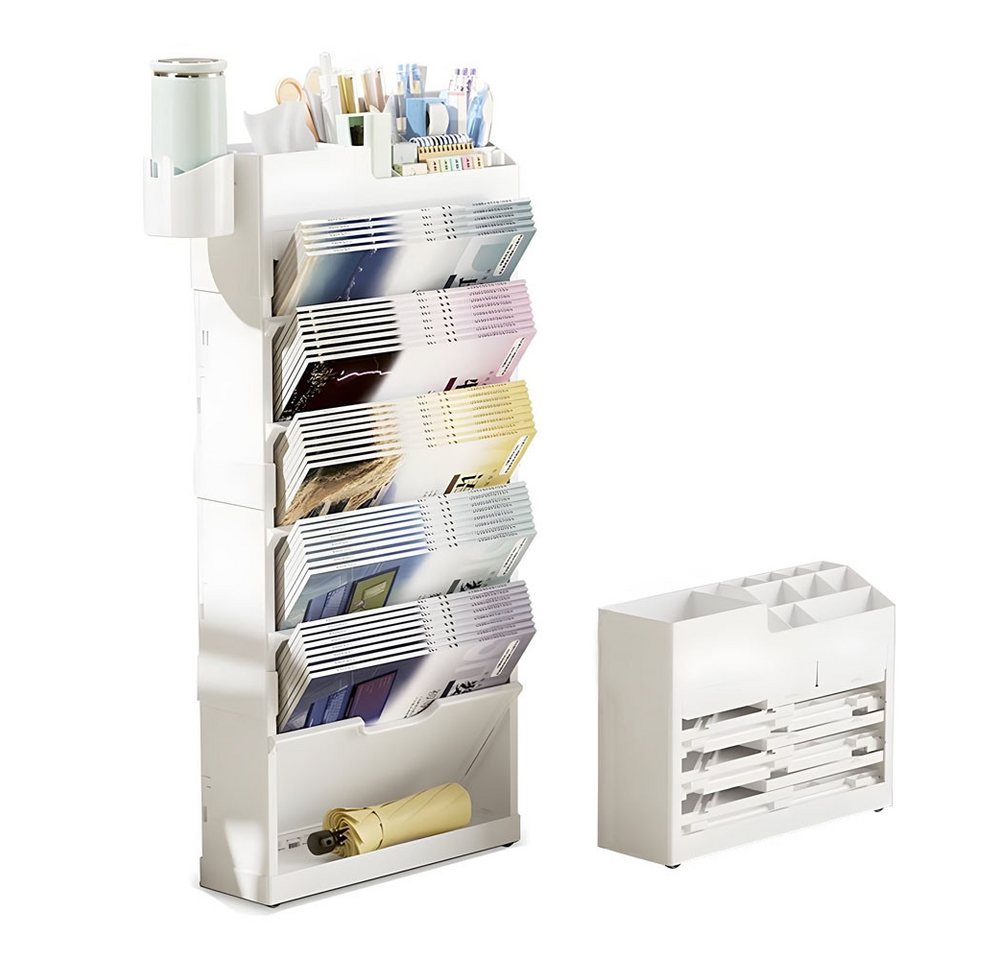 TUWENA Bücherregal Bewegliches Bücherregal am Schreibtisch, 5-stöckiges Roll-Bücherregal Bild 4