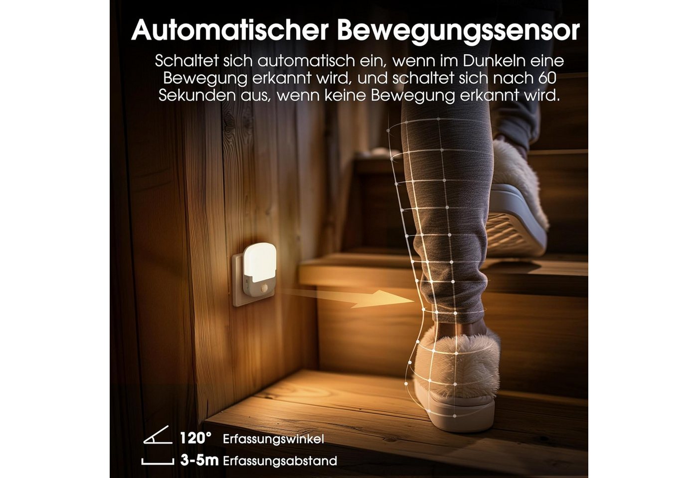 LOHAS-LED Nachtlicht Steckdosen Nachtlicht 3-seitig mit Sensorsteuerung Dimmbar Bild 3