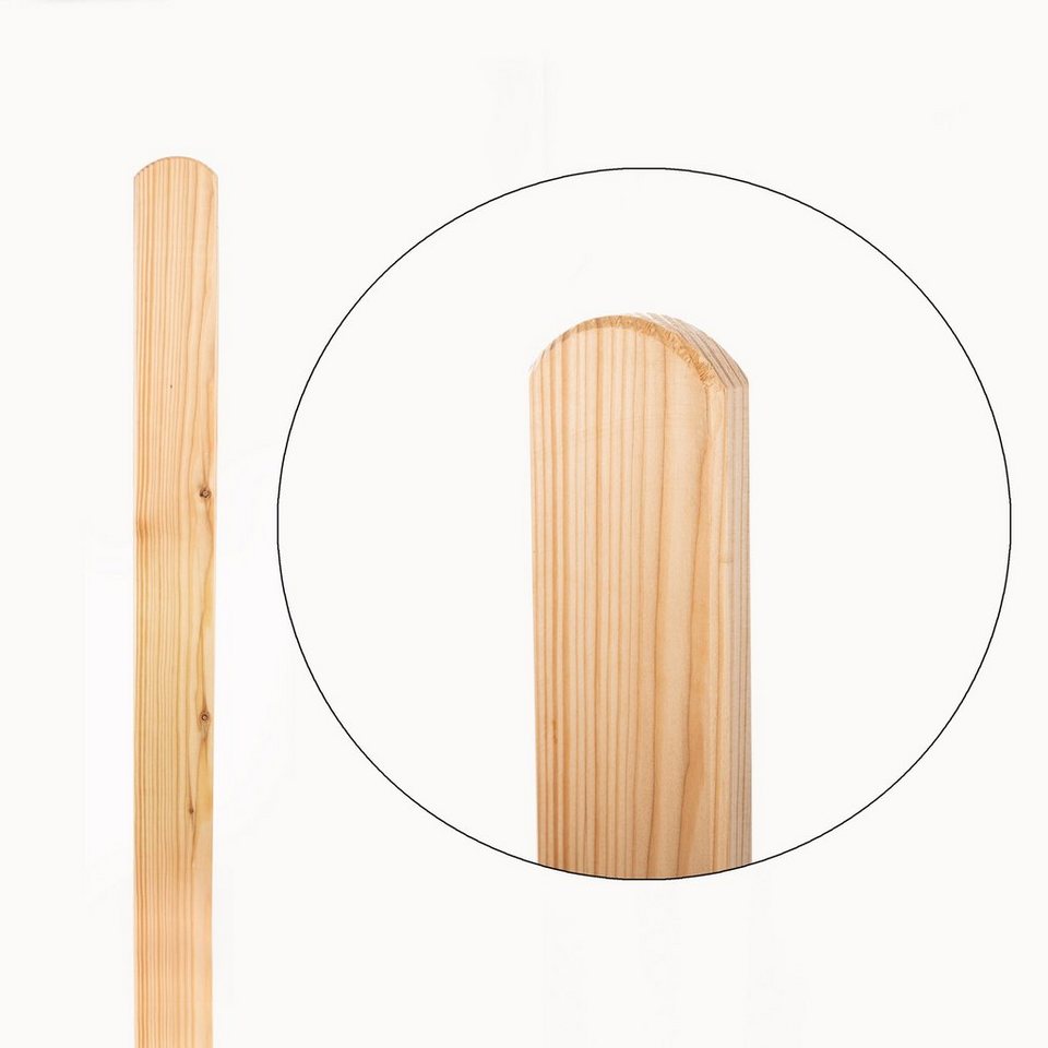 Mega-Holz Holzzaun Zaunlatten-Paket "Usedom" - Zaunbretter aus Lärche Holz 60-180 cm lang, (Sparset, 20-St., 90 cm), Zaunleisten mit runden Kopf - Langlebig & Gehobelt Bild 3