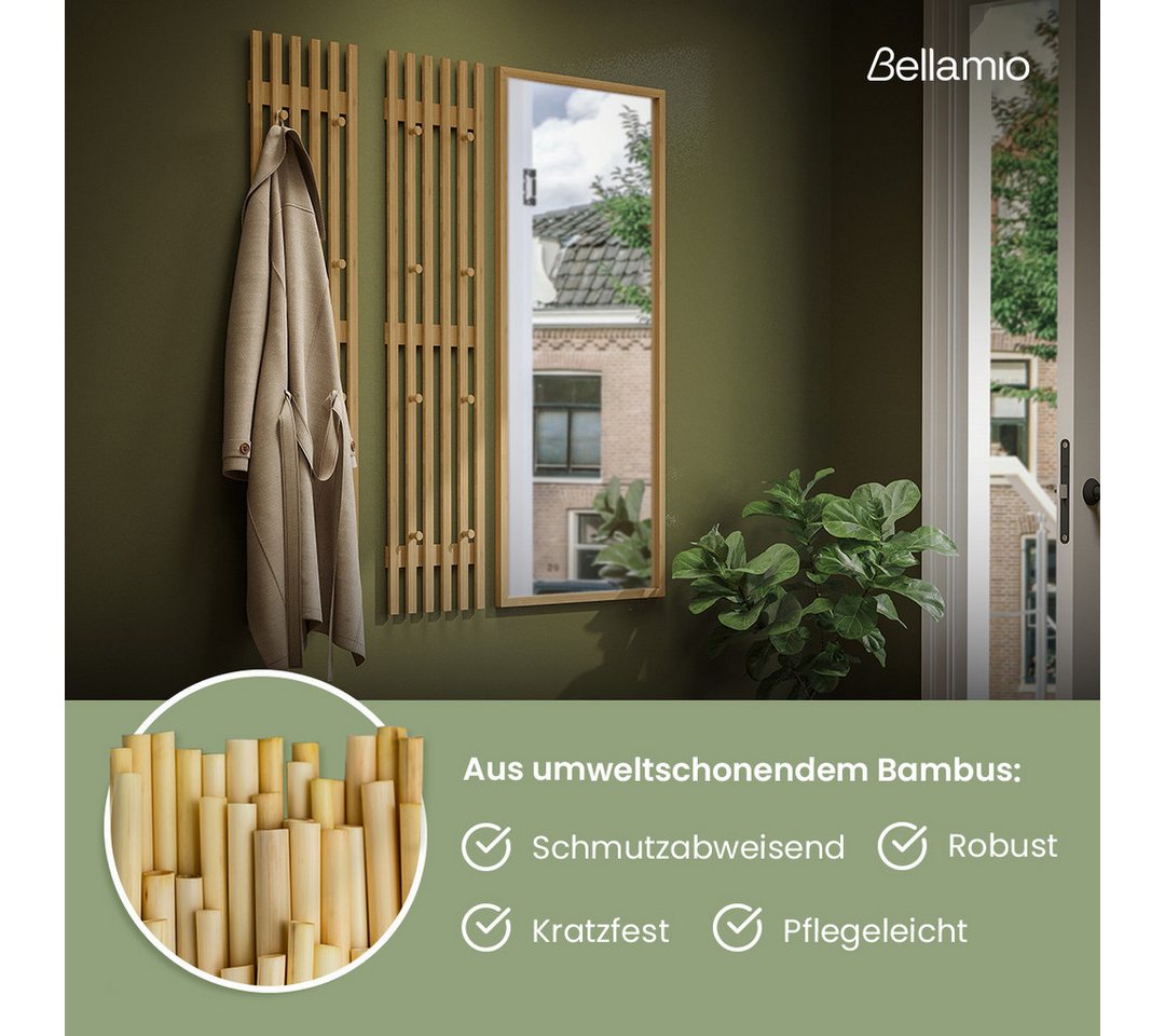 Bellamio Garderobenpaneel Sava, Wandpaneel für Flur, 8 Kleiderhaken (2 St., 2er-Set), Flurgarderobe aus Bambus, 110x25 cm Bild 3